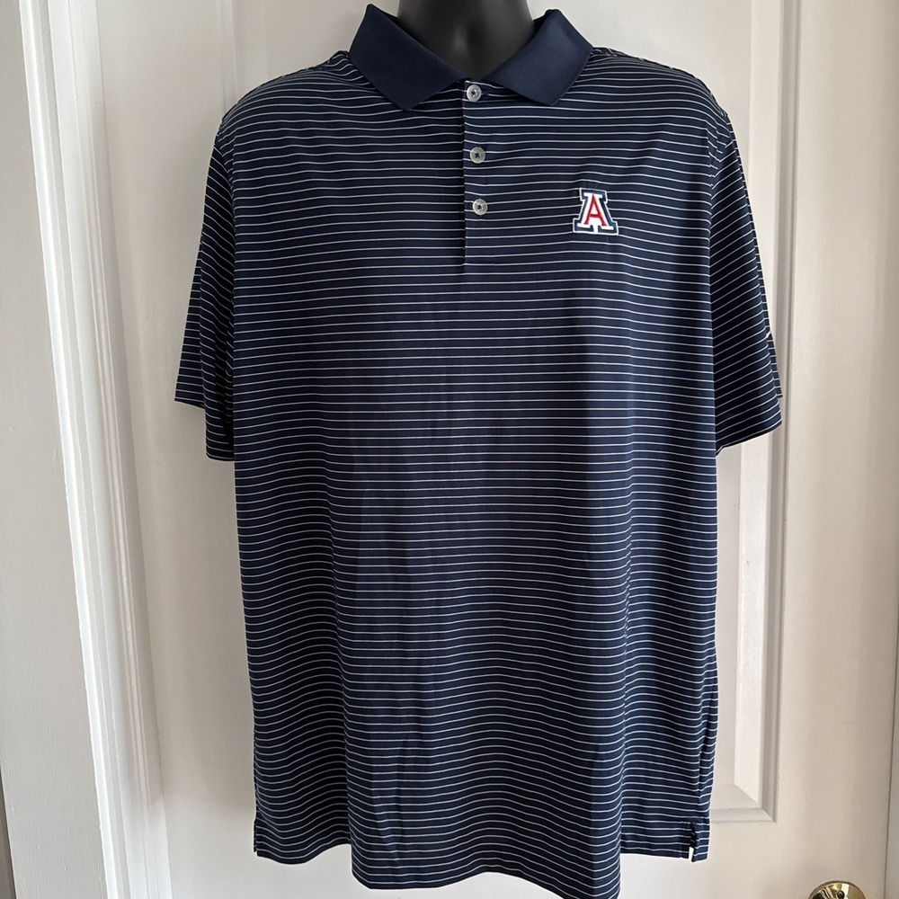 Nike Performance Arizona Wildcats Mens Sz XL Blue Striped Dri-Fit Polo Shirt